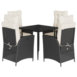 Ensemble à manger de jardin coussins 5pcs Noir Résine tressée 645735645735