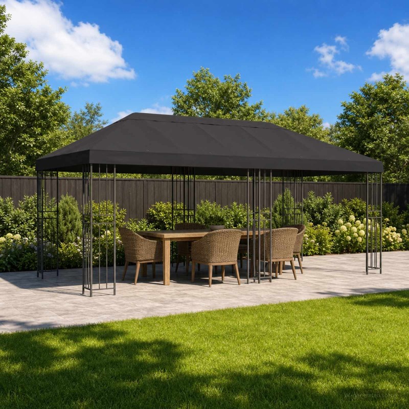 Housse de canopée de gazebo 6 x 3 m Anthracite Polyester 190 645738645738