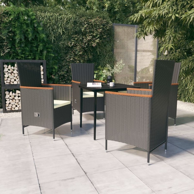Ensemble à manger de jardin avec coussins 5 pcs Noir 645739645739