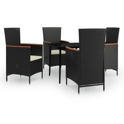 Ensemble à manger de jardin avec coussins 5 pcs Noir 645739645739