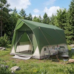 Tente tunnel avec toit Vert 8 personnes Polyester et Acier 645743645743