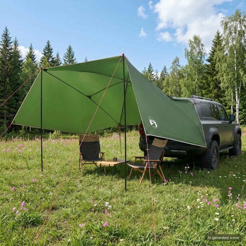 Tente de voiture Vert 308 x 215 x 220 cm Polyester et Acier 645746645746