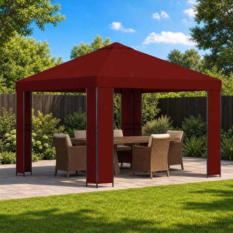 Pavillon 3 x 3 m Bordeaux Polyester et Acier 190 gsm 645751645751