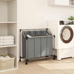 Panier à linge à roulettes 4 compartiments gris 645755645755