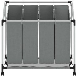 Panier à linge à roulettes 4 compartiments gris 645755645755