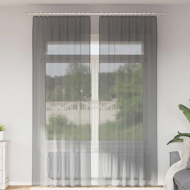 Rideaux en voile à œillets 2 pcs gris foncé 645767645767