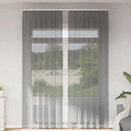 Rideaux en voile à œillets 2 pcs gris foncé 645767645767