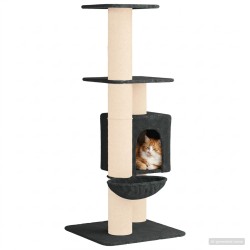 Arbre à chat avec poteaux à griffer en sisal Gris foncé 137 cm 645777645777