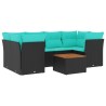 Salon de jardin 7 pcs avec coussins noir résine tressée 645779645779