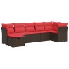 Salon de jardin avec coussins 7 pcs marron résine tressée 645782645782
