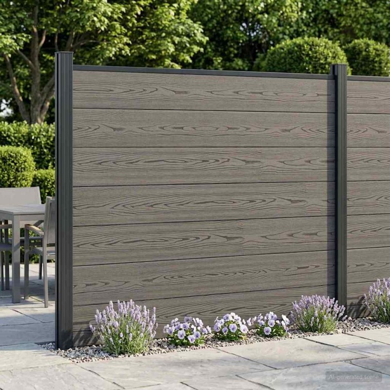 Panneau de clôture WPC et Aluminium Gris 645789645789