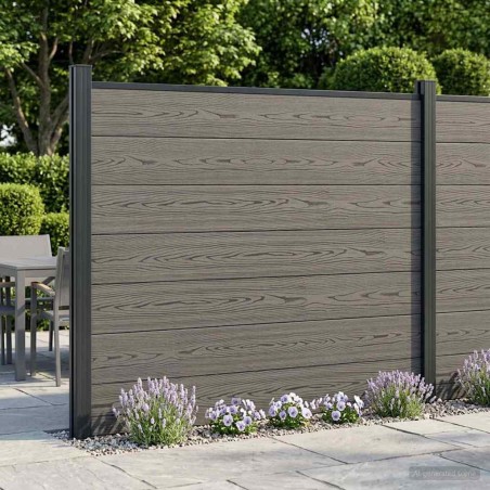 Panneau de clôture WPC et Aluminium Gris 645789645789