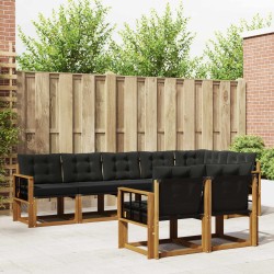 Ensemble de canapés d'extérieur 8 pcs Naturel et Noir 645790645790
