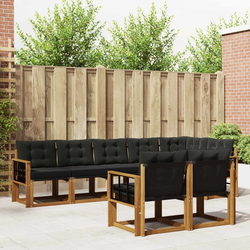 Ensemble de canapés d'extérieur 8 pcs Naturel et Noir 645790645790