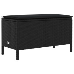 Pouf de Jardin avec oreiller Noir 80 x 38 x 45 cm Rotin PE 645797645797