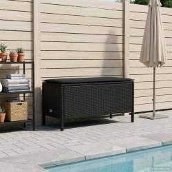 Pouf de Jardin avec oreiller Noir 80 x 38 x 45 cm Rotin PE 645797645797