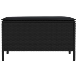 Pouf de Jardin avec oreiller Noir 80 x 38 x 45 cm Rotin PE 645797645797
