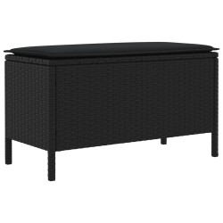 Pouf de Jardin avec oreiller Noir 80 x 38 x 45 cm Rotin PE 645797645797