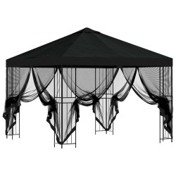 Abri de jardin avec parois 3 x 3 m Noir Polyester et Acier 645803645803