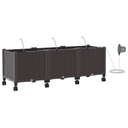 Porte-plante de jardin avec irrigation et roues 3 pc Marron PP 645814645814