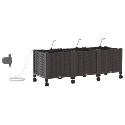 Porte-plante de jardin avec irrigation et roues 3 pc Marron PP 645814645814