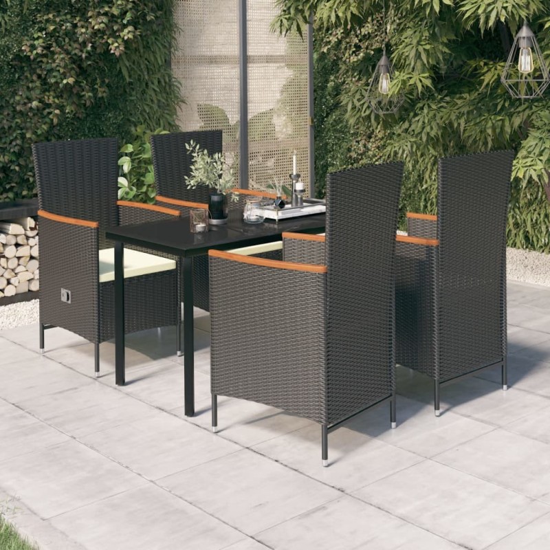 Ensemble à manger de jardin avec coussins 5 pcs Noir 645820645820