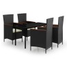 Ensemble à manger de jardin avec coussins 5 pcs Noir 645820645820