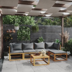 Salon de jardin 6 pcs avec coussin Bois d'acacia solide 645822645822