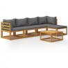 Salon de jardin 6 pcs avec coussin Bois d'acacia solide 645822645822