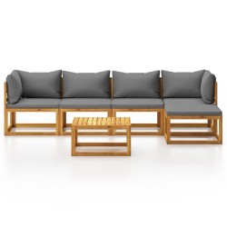 Salon de jardin 6 pcs avec coussin Bois d'acacia solide 645822645822