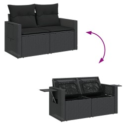 Salon de jardin 6 pcs avec coussins noir résine tressée 645823645823
