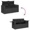 Salon de jardin 6 pcs avec coussins noir résine tressée 645823645823