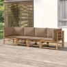 Salon de jardin 4 pcs avec coussins taupe bambou 645829645829