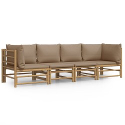 Salon de jardin 4 pcs avec coussins taupe bambou 645829645829