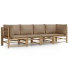 Salon de jardin 4 pcs avec coussins taupe bambou 645829645829