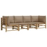 Salon de jardin 4 pcs avec coussins taupe bambou 645829645829