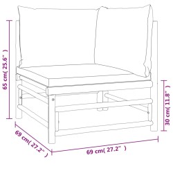 Salon de jardin 4 pcs avec coussins taupe bambou 645829645829