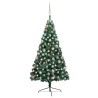 Demi-arbre de Noël artificiel pré-éclairé et boules vert 150 cm 645830645830