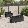 Salon de jardin 6 pcs avec coussins noir résine tressée 645833645833