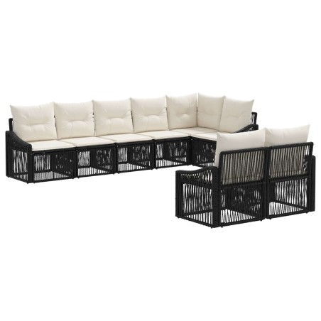 Ensemble de canapé de jardin 8 pcs Noir polyrotin 645834645834