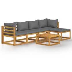 Salon de jardin 6 pcs avec coussin Bois d'acacia solide 645835645835