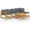Salon de jardin 6 pcs avec coussin Bois d'acacia solide 645835645835