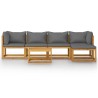 Salon de jardin 6 pcs avec coussin Bois d'acacia solide 645835645835