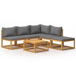 Salon de jardin 6 pcs avec coussin Bois d'acacia solide 645836645836