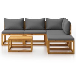 Salon de jardin 6 pcs avec coussin Bois d'acacia solide 645836645836