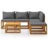 Salon de jardin 6 pcs avec coussin Bois d'acacia solide 645836645836