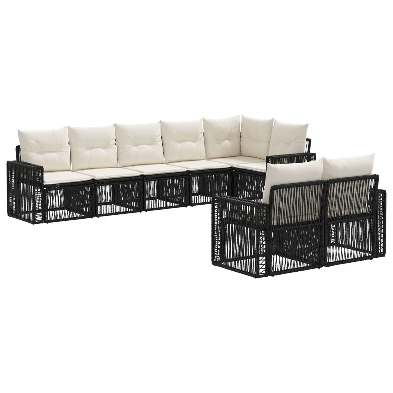 Ensemble de canapé de jardin 8 pcs Noir et blanc crème 645837645837