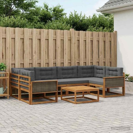 Ensemble de canapés d'extérieur 7 pcs Naturel et Anthracite 645851645851