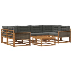 Ensemble de canapés d'extérieur 7 pcs Naturel et Anthracite 645851645851