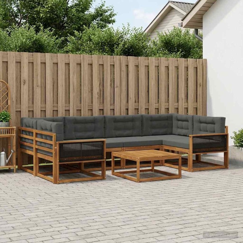 Ensemble de canapés d'extérieur 7 pcs Naturel et Anthracite 645853645853